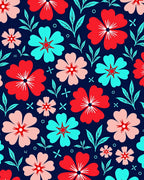 Bold Red Teal Floral Garden Rug