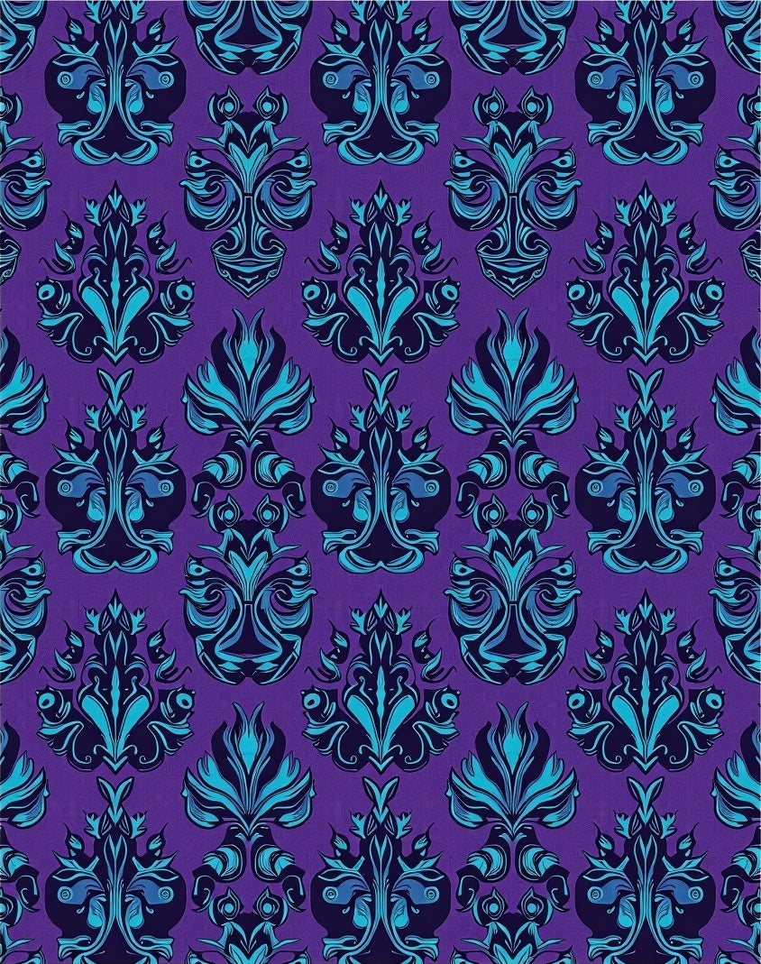 Regal Purple Teal Damask Floral Rug