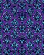Regal Purple Teal Damask Floral Rug