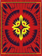 Red Yellow Burst Radial Rug