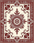 Classic Burgundy Medallion Floral Scroll Rug