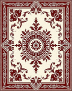 Classic Burgundy Medallion Floral Scroll Rug
