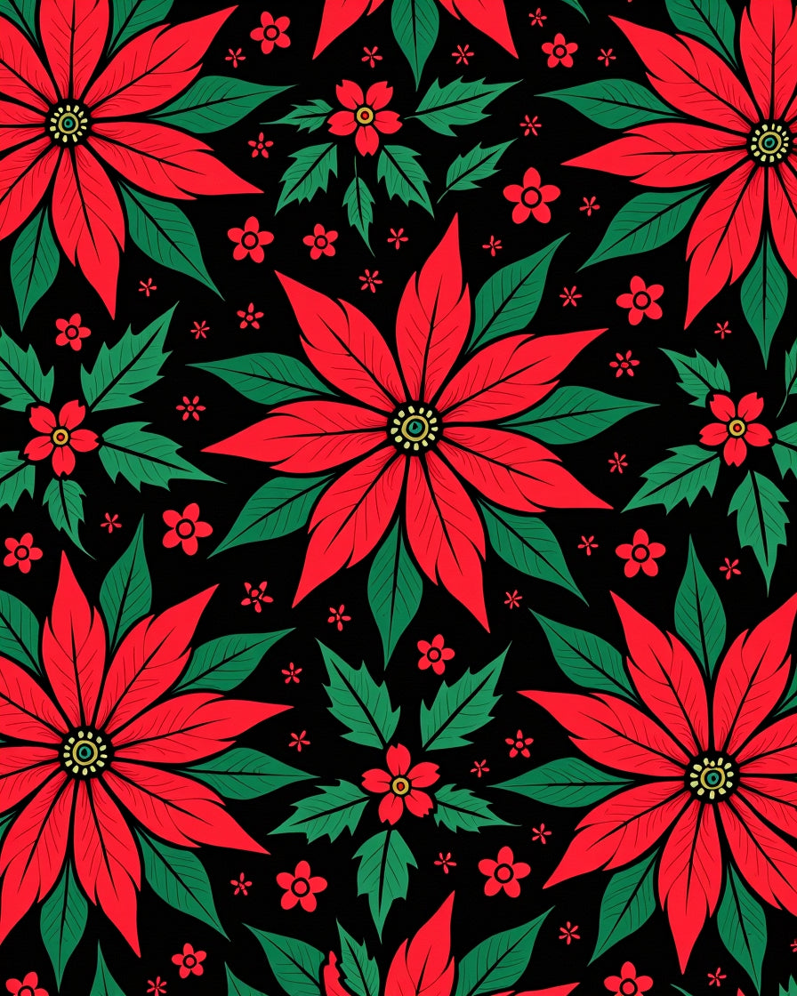 Bold Red Poinsettia Garden Rug