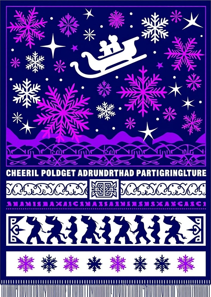 Midnight Blue Purple Snowflake Sleigh Ride Rug
