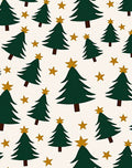 Green Christmas Trees Golden Stars Rug