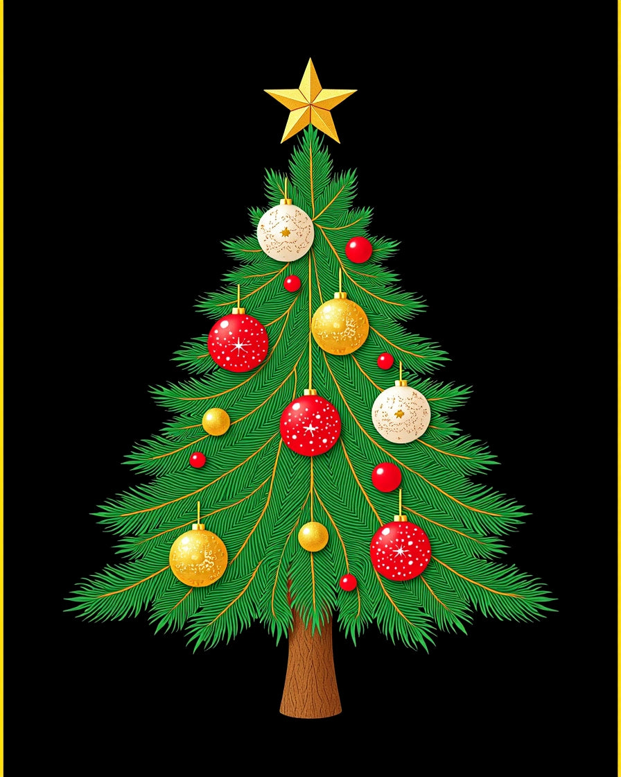 Jolly Evergreen Christmas Tree Ornaments Rug