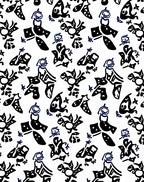 Abstract Ink Bird And Flower Rug