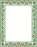 Green Floral Border with Red Accents Rug