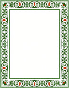 Green Floral Border with Red Accents Rug