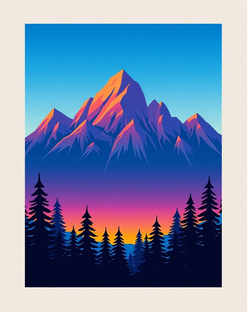 Vibrant Mountain Forest Sunset Sky Rug