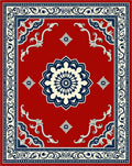 Crimson Medallion Corner Scroll Rug