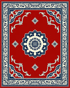 Crimson Medallion Corner Scroll Rug