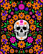 Vibrant Skull Floral Celebration Rug