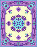 Purple Teal Floral Medallion Border Rug