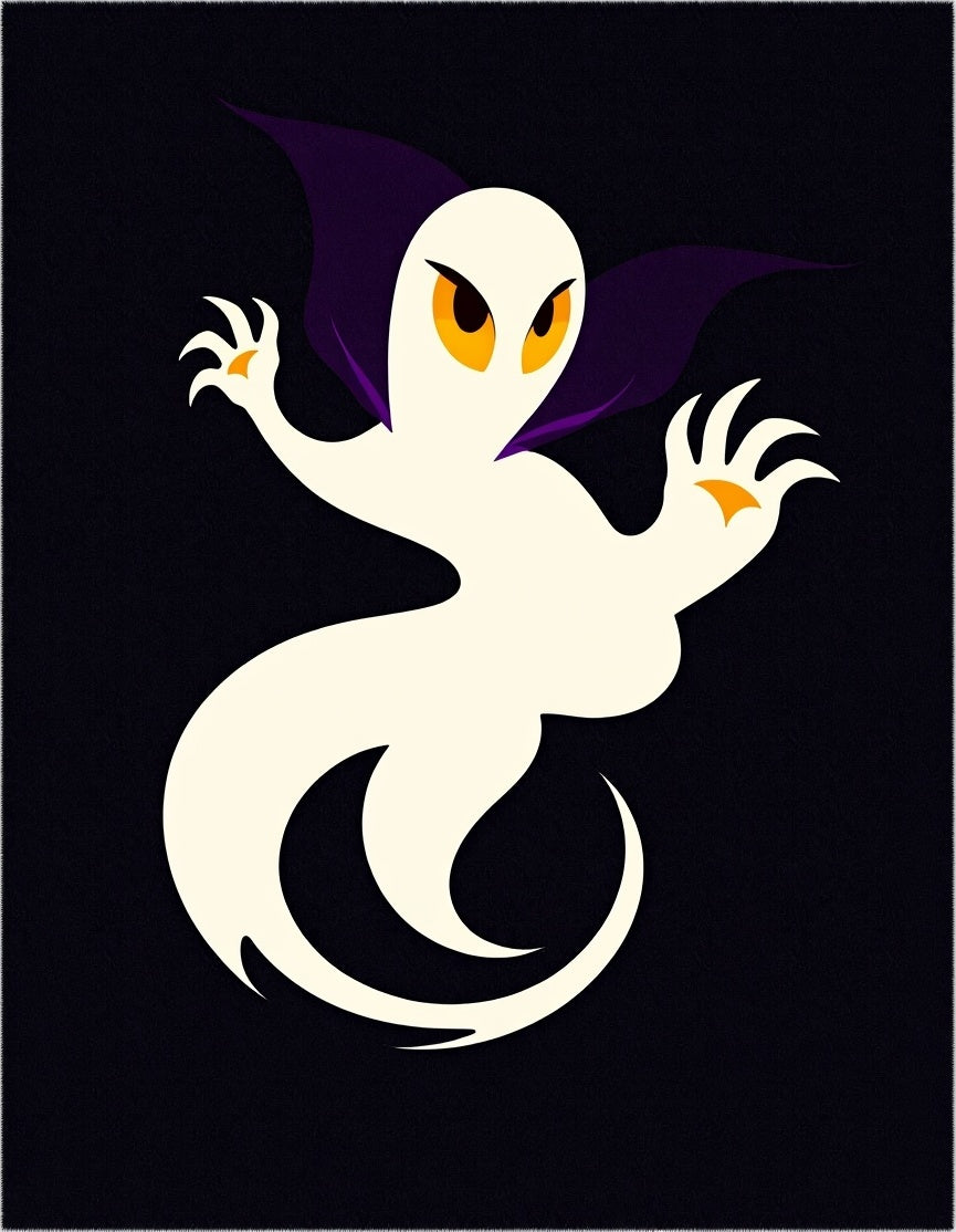 Spooky Cream Ghost Bat Figure Rug