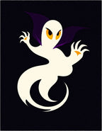 Spooky Cream Ghost Bat Figure Rug