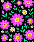 Vibrant Pink Yellow Flower Garden Rug