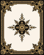 Ornate Gold Black Floral Medallion Rug