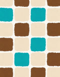 Brown Teal Cream Checkerboard Squares Rug