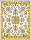 Golden Yellow Floral Scrollwork Rug