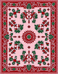 Victorian Red Green Floral Medallion Rug