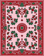 Victorian Red Green Floral Medallion Rug