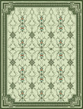 Pale Green Floral Medallion Border Rug