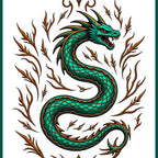 Emerald Dragon with Copper Accents Rug