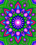Vibrant Green Floral Jewel Mandala Rug