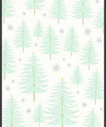 Holiday Green Pine Trees Snowflake Rug