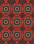 Crimson Red Geometric Medallion Rug