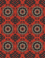Crimson Red Geometric Medallion Rug