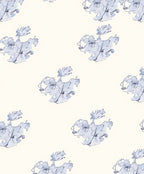 Soft Blue Abstract Floral Cluster Rug