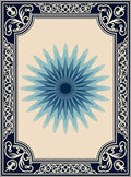 Deep Blue Radiant Starburst Frame Rug
