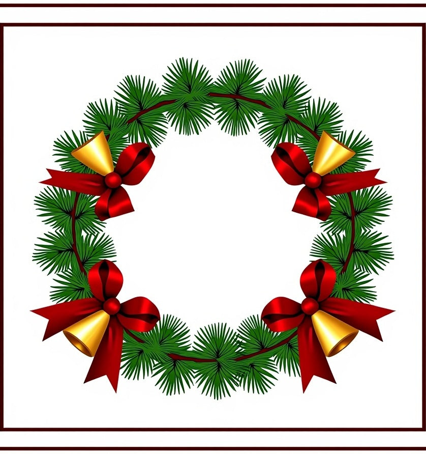 Festive Green Pine Wreath Gold Bells Rug