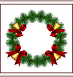 Festive Green Pine Wreath Gold Bells Rug