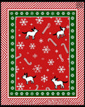 Festive Red Dog Snowflakes Candy Canes Rug