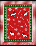 Festive Red Dog Snowflakes Candy Canes Rug