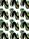 Black Green Golden Leaf Stripe Rug