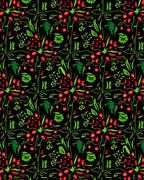 Whimsical Berry and Leaf Collage Rug
