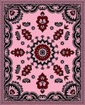 Pink Crimson Floral Medallion Mandala Rug