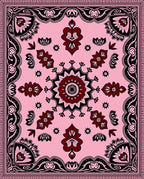 Pink Crimson Floral Medallion Mandala Rug