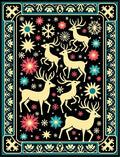 Cream Deer Floral Snowflake Border Rug