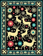 Cream Deer Floral Snowflake Border Rug