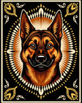 Bold German Shepherd Sunburst Square Rug