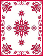 Crimson Floral Sunburst Arrangement Rug
