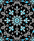 Black Teal White Floral Medallion Mandala Rug