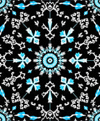 Black Teal White Floral Medallion Mandala Rug