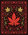 Crimson Red Maple Leaf Garland Rug