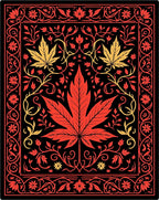 Crimson Red Maple Leaf Garland Rug